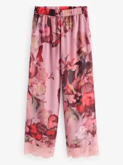 Pyjama's|Loungewear|B by Ted Baker Pink Floral Satin Jersey Pyjamas