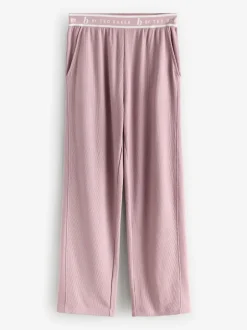 Pyjama's|Loungewear|B by Ted Baker Pink Ottoman Rib Wide Leg Lounge Trousers