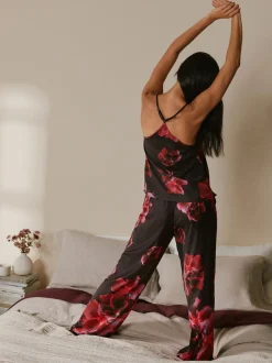 Pyjama's|Loungewear*B by Ted Baker Purple Satin Floral Cami Pyjamas