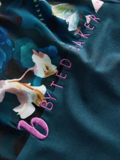 Pyjama's|Loungewear*B by Ted Baker Teal Blue Floral Satin Jersey Pyjamas