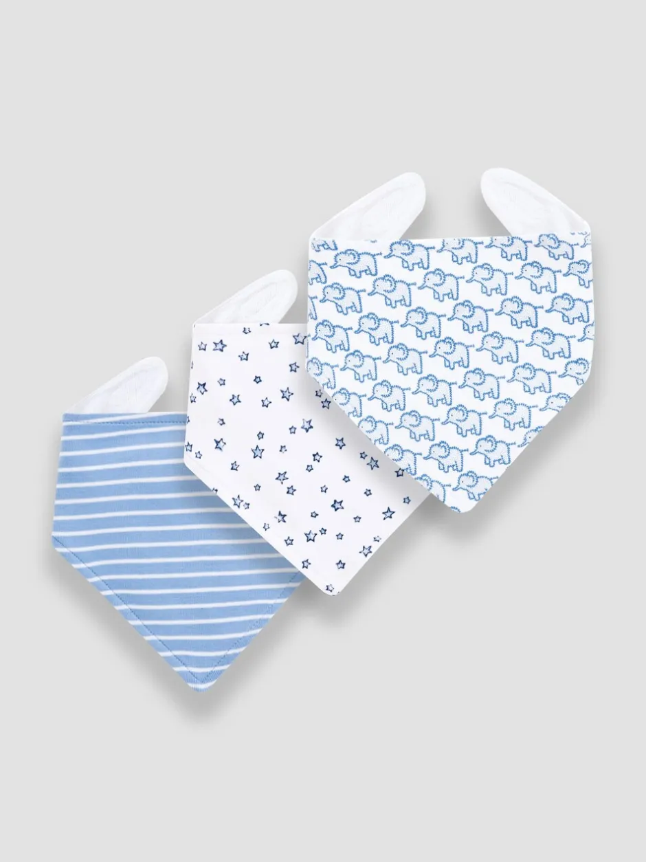 Slabbetjes|Jojo Maman Bébé - - 3 Katoenen babyslabbetjes Babyblauw