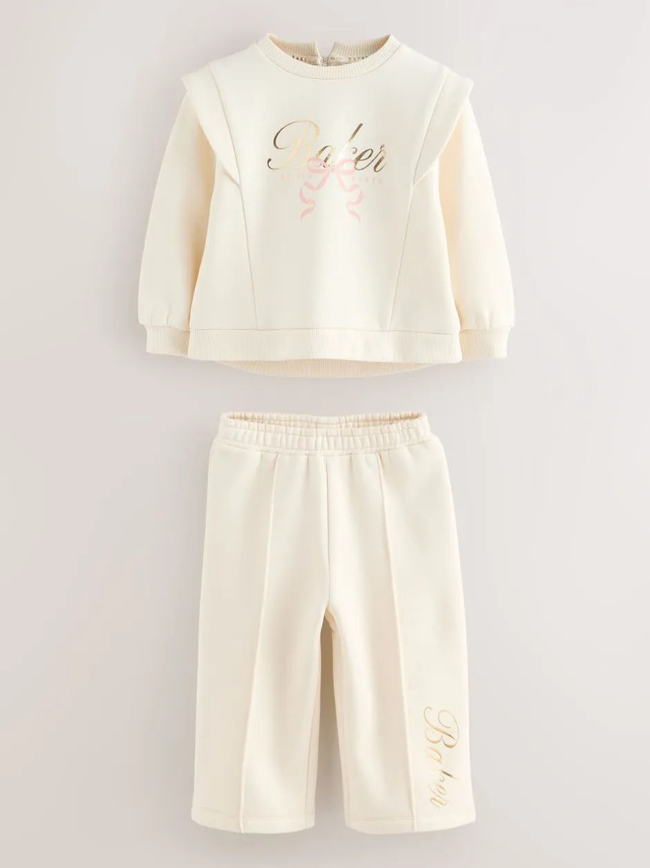 Sweaters En Hoody´S|Baker by Ted Baker 2 Piece Cream Sweat & Pintuck Wide Leg Jogger Set