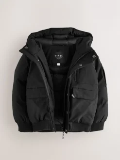 Schoolkleding|Baker by Ted Baker - Regenbestendige gewatteerde zwarte bomberjas