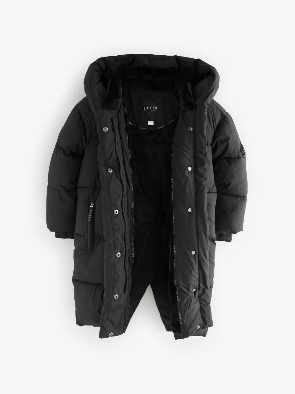 Schoolkleding|Jassen En Jacks*Baker by Ted Baker - Regenbestendige gewatteerde zwarte jas met dekbedomslag