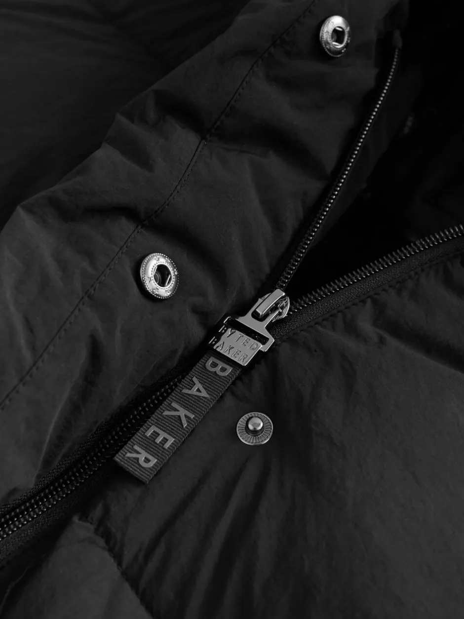 Schoolkleding|Jassen En Jacks*Baker by Ted Baker - Regenbestendige gewatteerde zwarte jas met dekbedomslag