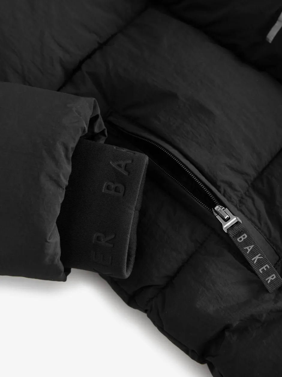 Schoolkleding|Jassen En Jacks*Baker by Ted Baker - Regenbestendige gewatteerde zwarte jas met dekbedomslag