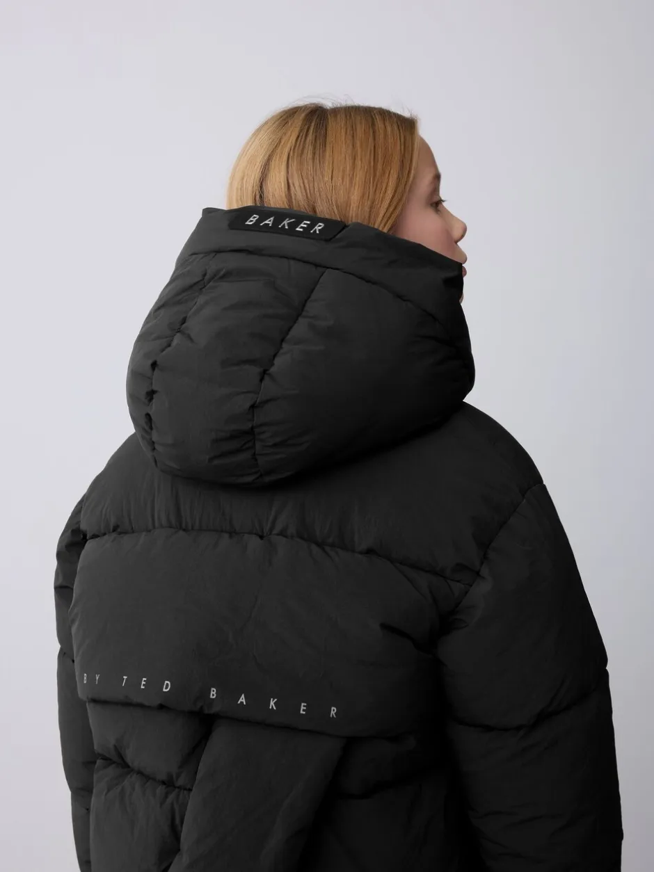 Schoolkleding|Jassen En Jacks*Baker by Ted Baker - Regenbestendige gewatteerde zwarte jas met dekbedomslag