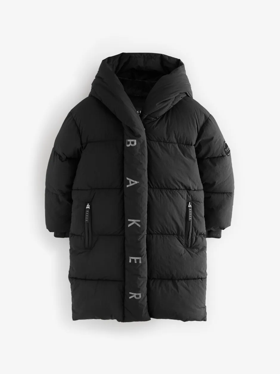 Schoolkleding|Jassen En Jacks*Baker by Ted Baker - Regenbestendige gewatteerde zwarte jas met dekbedomslag