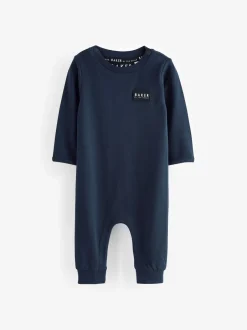 Rompertjes En Tuinbroeken|Baker by Ted Baker blauw 100% katoenen rompertje en omkeerbare hoed