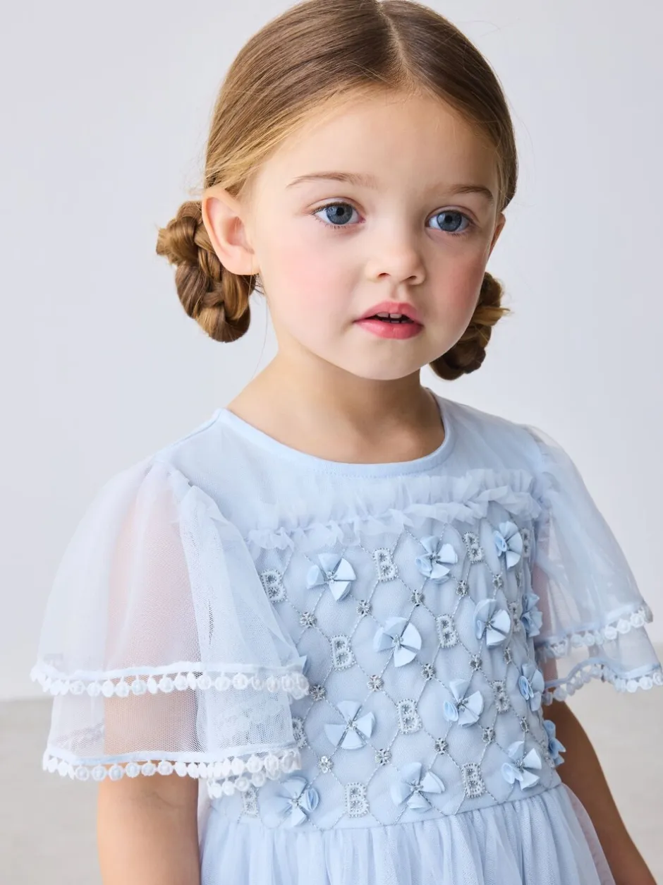 Gelegenheidskleding|Jurken|Baker by Ted Baker Blue Mesh Embroidered Detail Dress