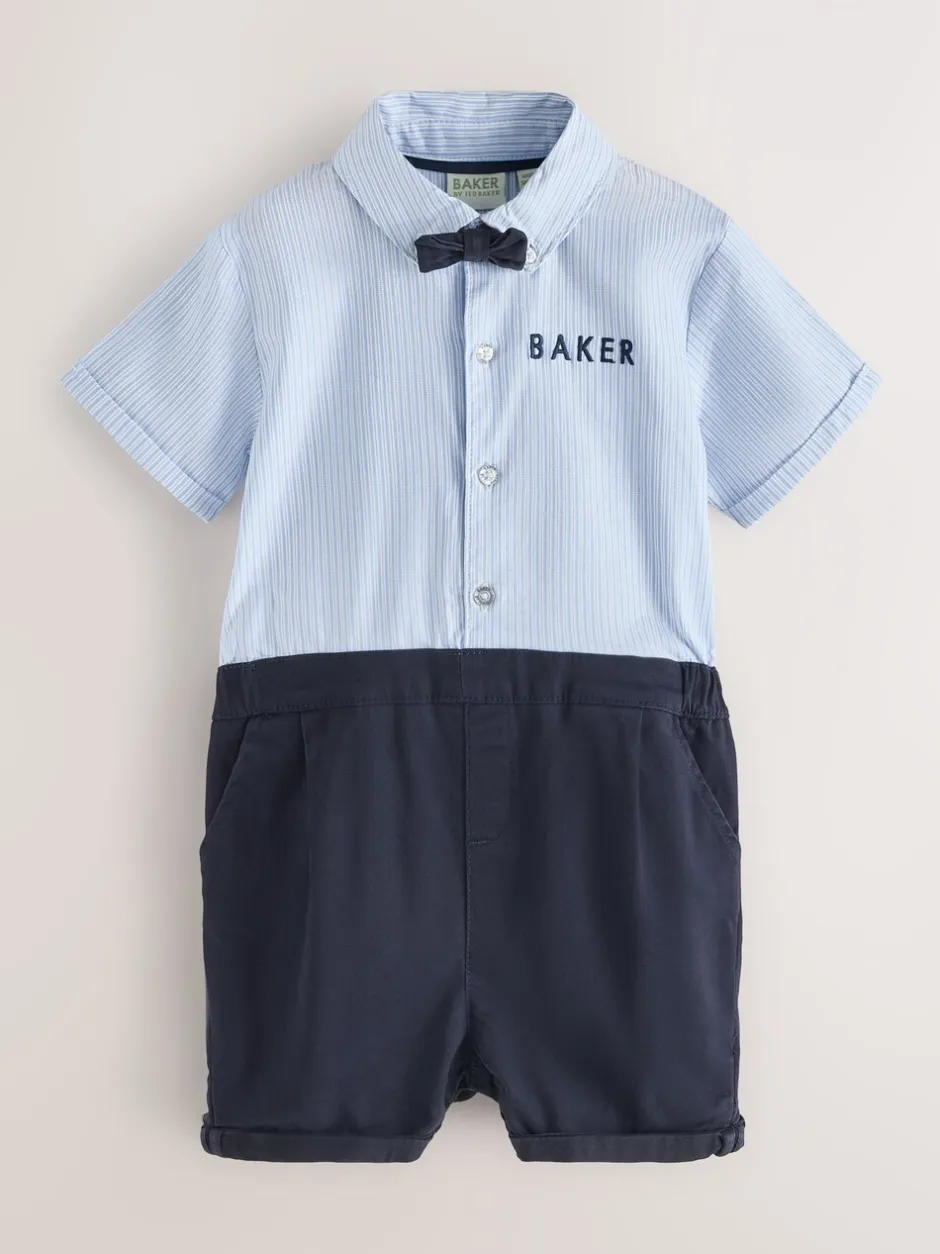Rompertjes En Tuinbroeken|Baker by Ted Baker Blue Smart Bow Tie Rompersuit