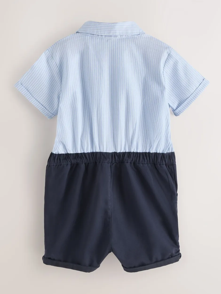 Rompertjes En Tuinbroeken|Baker by Ted Baker Blue Smart Bow Tie Rompersuit