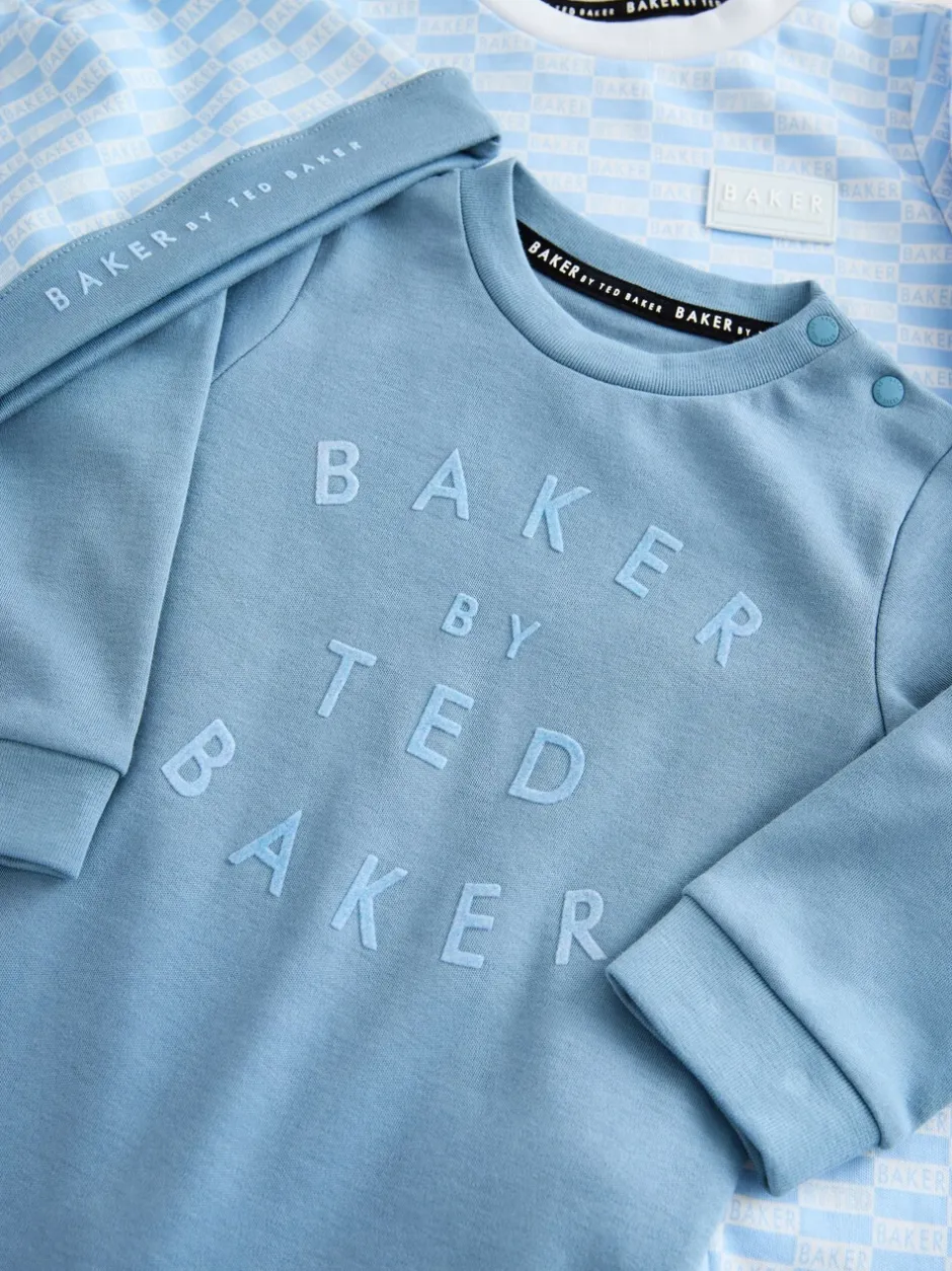 Rompertjes En Tuinbroeken|Baker by Ted Baker Blue Sleepsuits and Reversible Hat Set