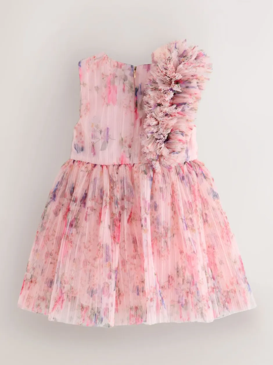 Gelegenheidskleding|Jurken|Baker by Ted Baker Crinkle Mesh 3D Ruffle Shoulder Occasion Dress