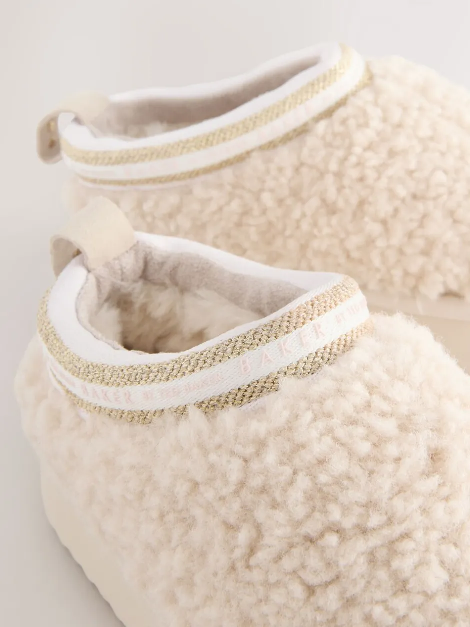 Pantoffels*Baker by Ted Baker Crème Borg Cosy Borg Muiltjes Pantoffels