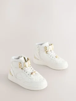 Sneakers*Baker by Ted Baker Girls White Charm Hi-Top Trainers