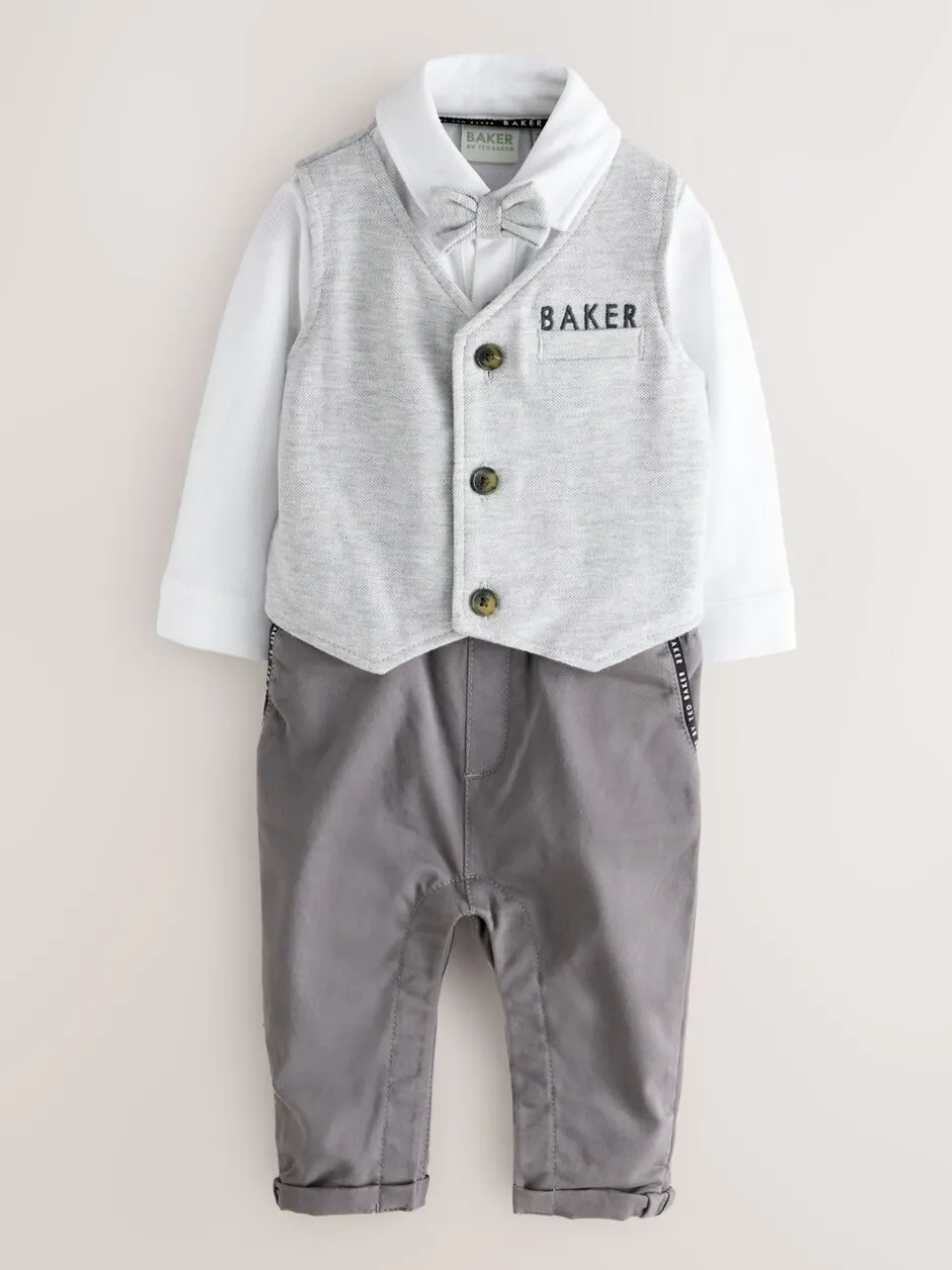 Rompertjes En Tuinbroeken|Baker by Ted Baker Grey Smart Bow Tie Rompersuit
