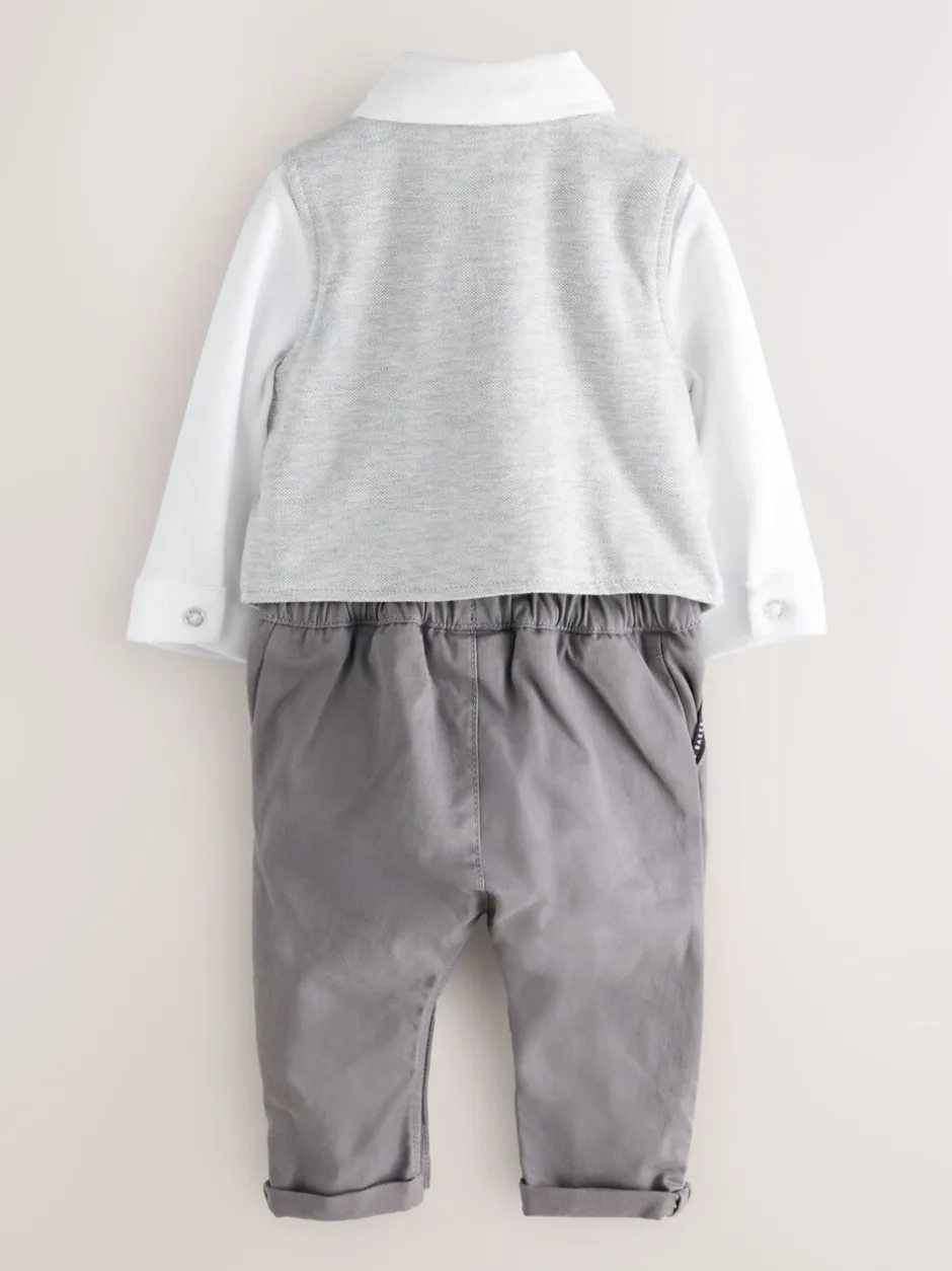 Rompertjes En Tuinbroeken|Baker by Ted Baker Grey Smart Bow Tie Rompersuit