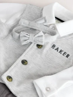 Rompertjes En Tuinbroeken|Baker by Ted Baker Grey Smart Bow Tie Rompersuit