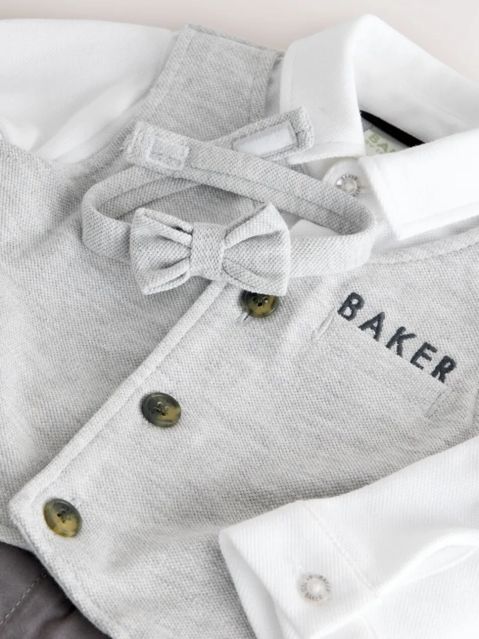 Rompertjes En Tuinbroeken|Baker by Ted Baker Grey Smart Bow Tie Rompersuit