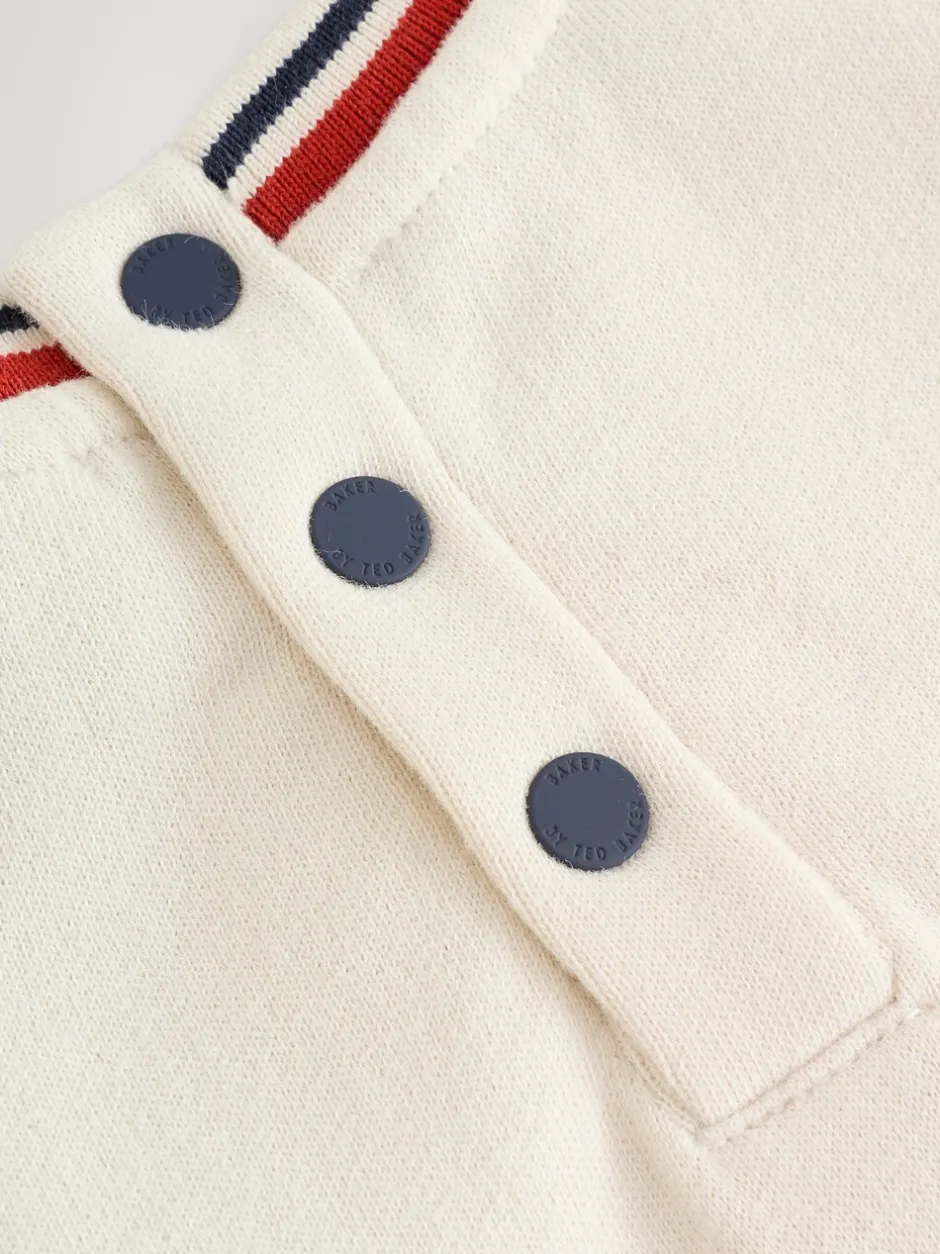 Rompertjes En Tuinbroeken|Baker by Ted Baker kiezelkleurig marineblauw en rood varsity-rompertje