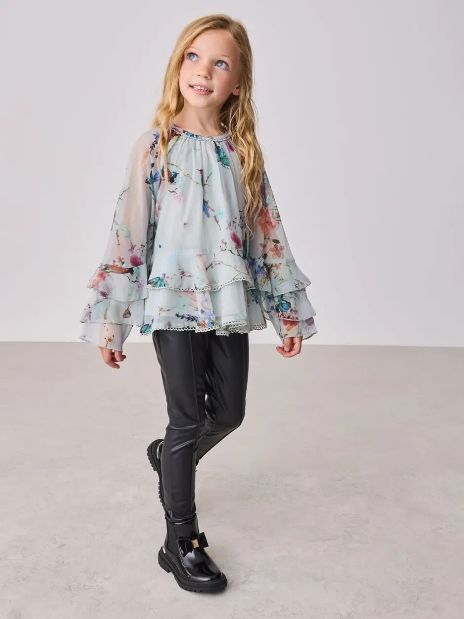 Overhemden En Blouses|Baker by Ted Baker Mint Green All Over Printed Chiffon Blouse