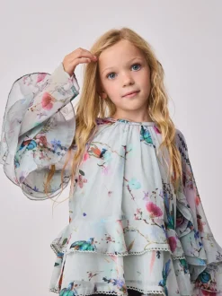 Overhemden En Blouses|Baker by Ted Baker Mint Green All Over Printed Chiffon Blouse