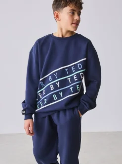 Joggingbroeken|Baker by Ted Baker Oversized Navy Graphic Sweatshirt and Joggers Set