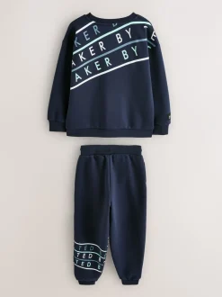 Joggingbroeken|Baker by Ted Baker Oversized Navy Graphic Sweatshirt and Joggers Set