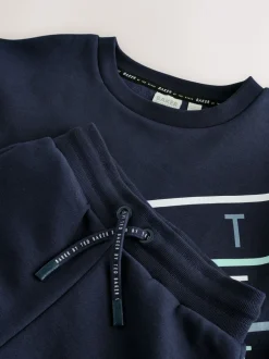 Joggingbroeken|Baker by Ted Baker Oversized Navy Graphic Sweatshirt and Joggers Set