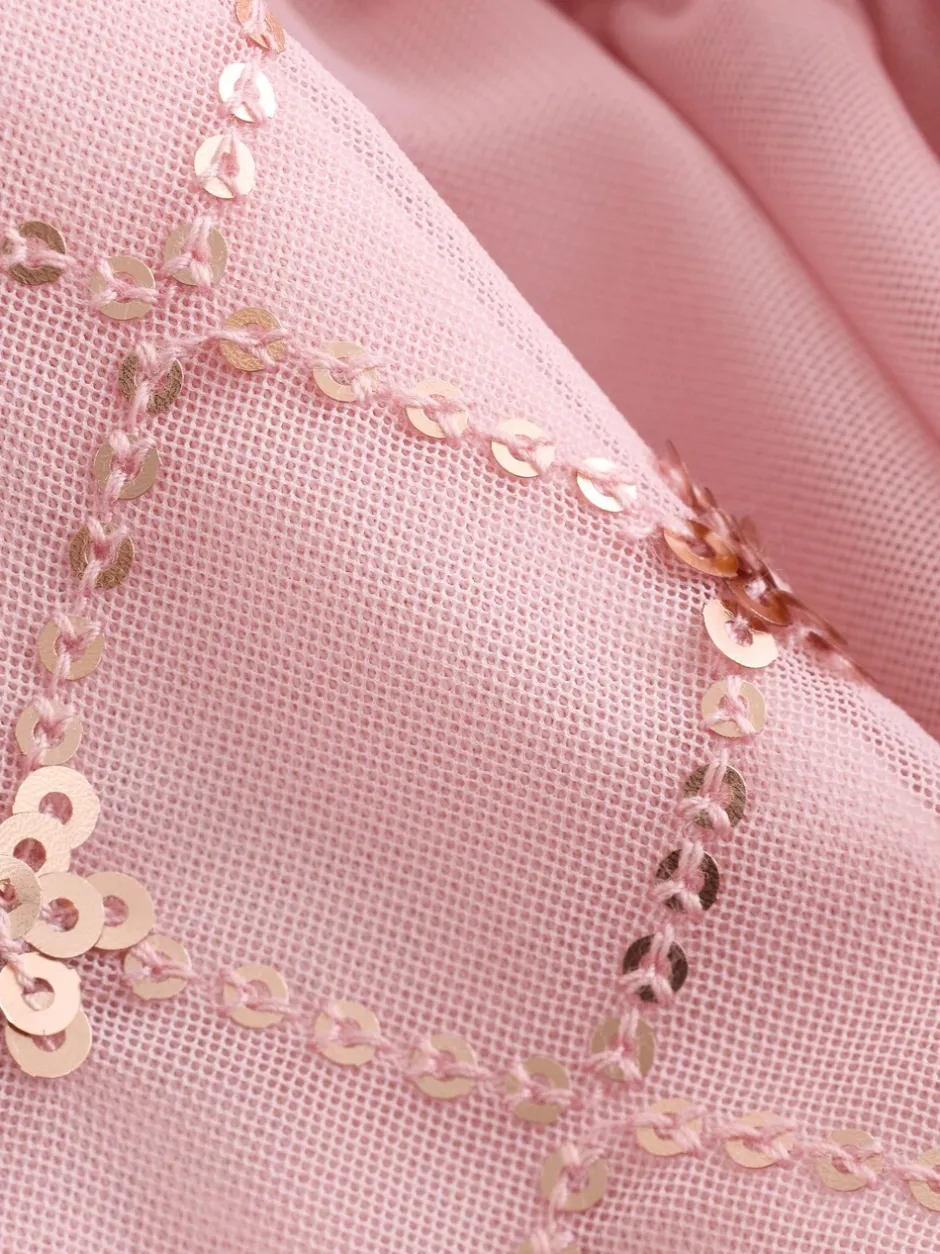 Shorts En Rokken*Baker by Ted Baker Pink 2 Piece Sequin Mesh Top & Ruffle Tier Skirt Set
