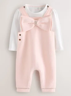 Jumpsuits En Playsuits|Baker by Ted Baker Pink Jacquard Bow Dungarees & T-Shirt Set