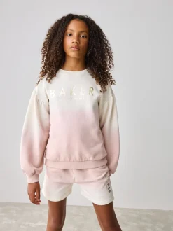 Shorts En Rokken|Baker by Ted Baker Pink/Lilac 2 Piece Ombre Sweatshirt & Shorts Set