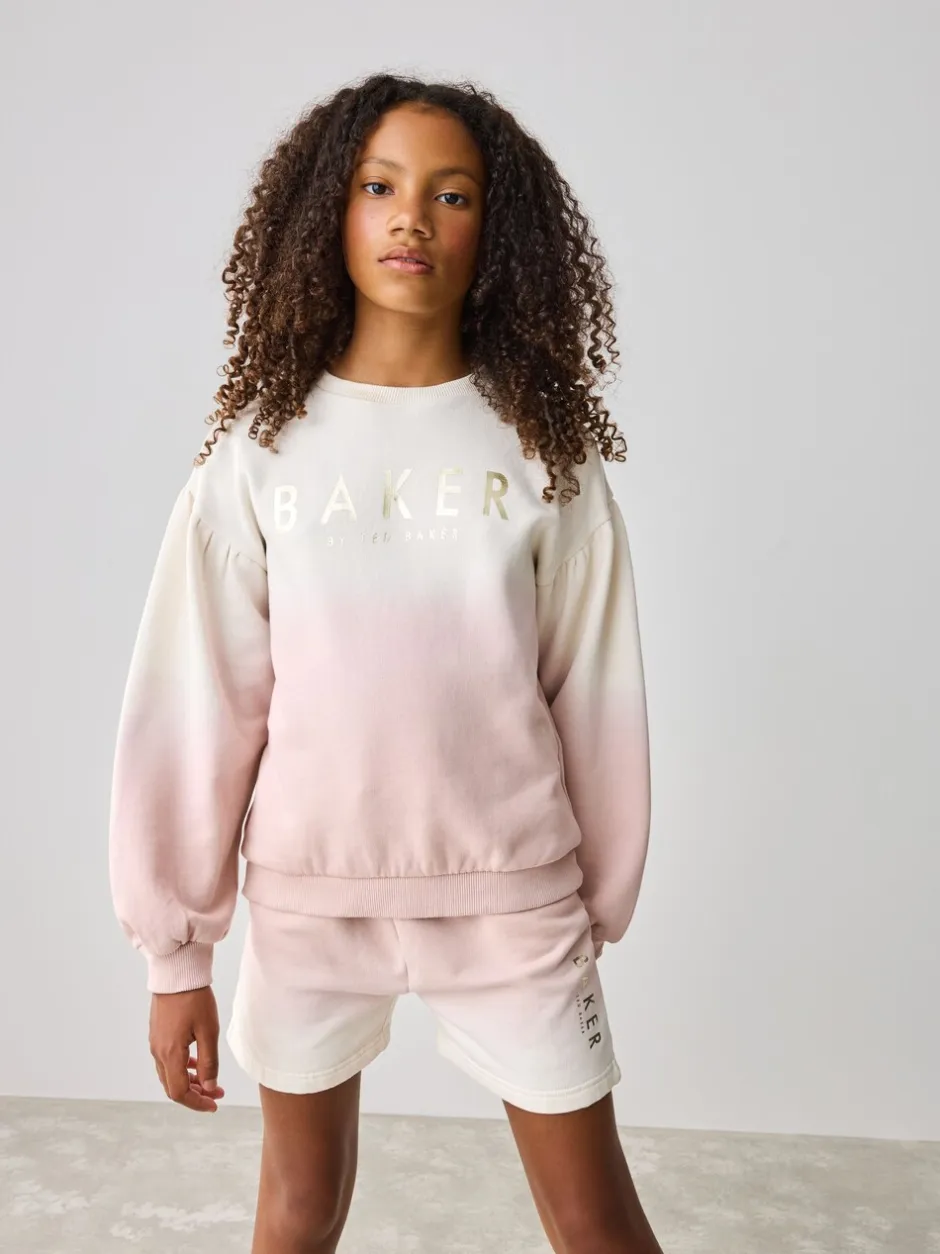 Shorts En Rokken|Baker by Ted Baker Pink/Lilac 2 Piece Ombre Sweatshirt & Shorts Set