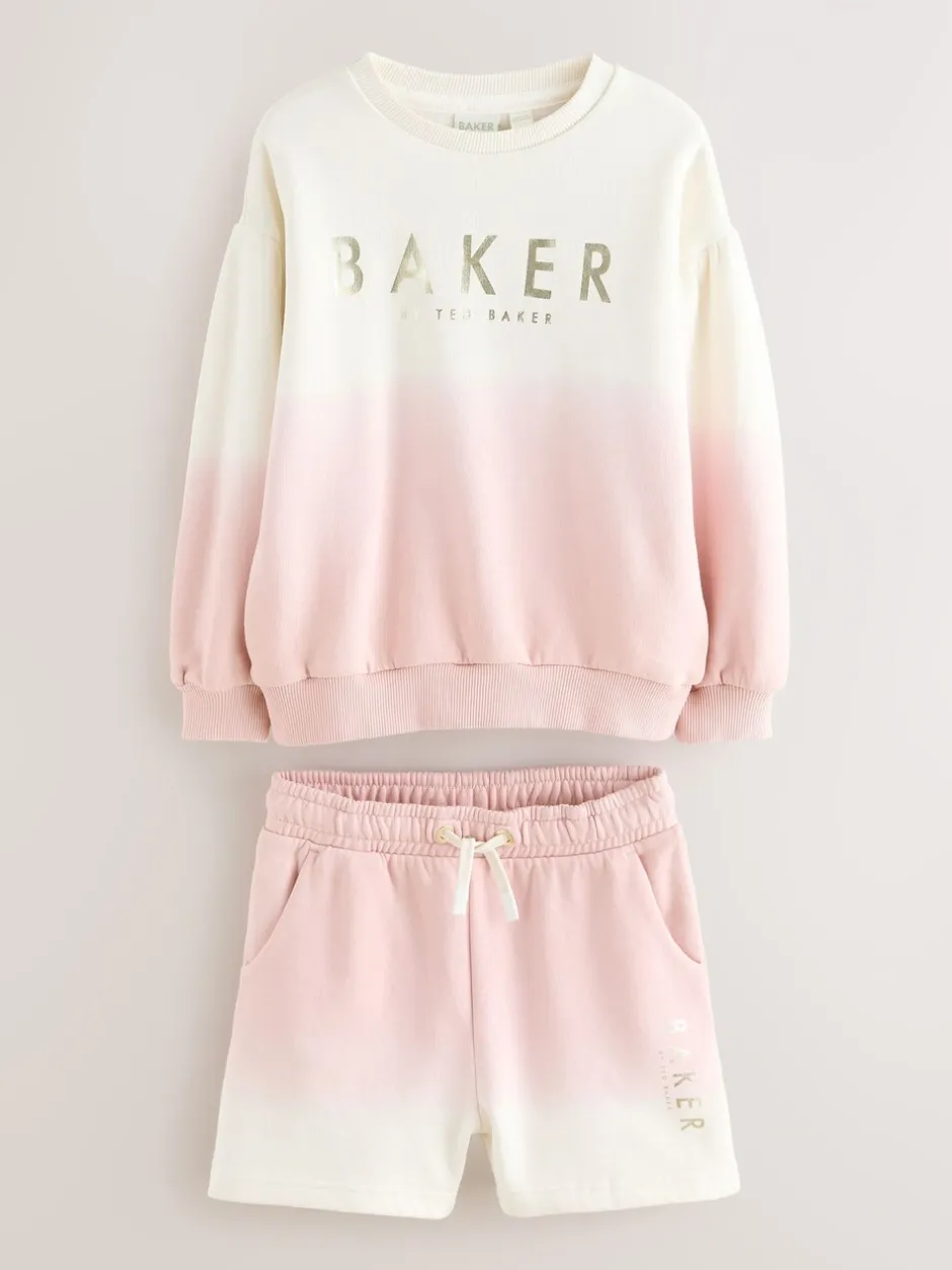 Shorts En Rokken|Baker by Ted Baker Pink/Lilac 2 Piece Ombre Sweatshirt & Shorts Set