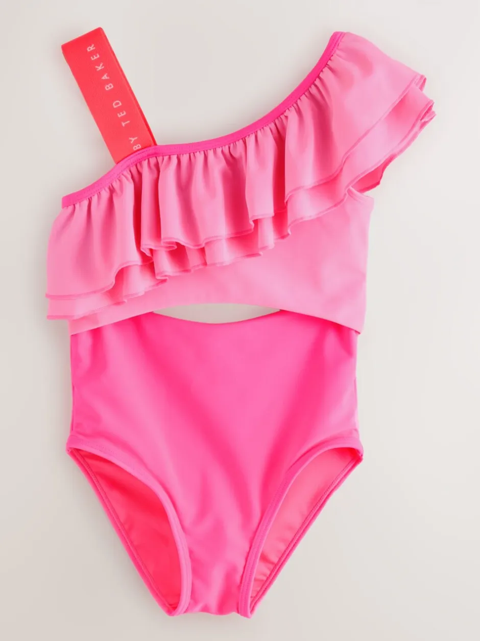 Badkleding*Baker by Ted Baker roze badpak met ruches