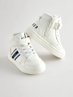 Sneakers|Baker by Ted Baker witte hoge jongenssneakers met geweven merkband