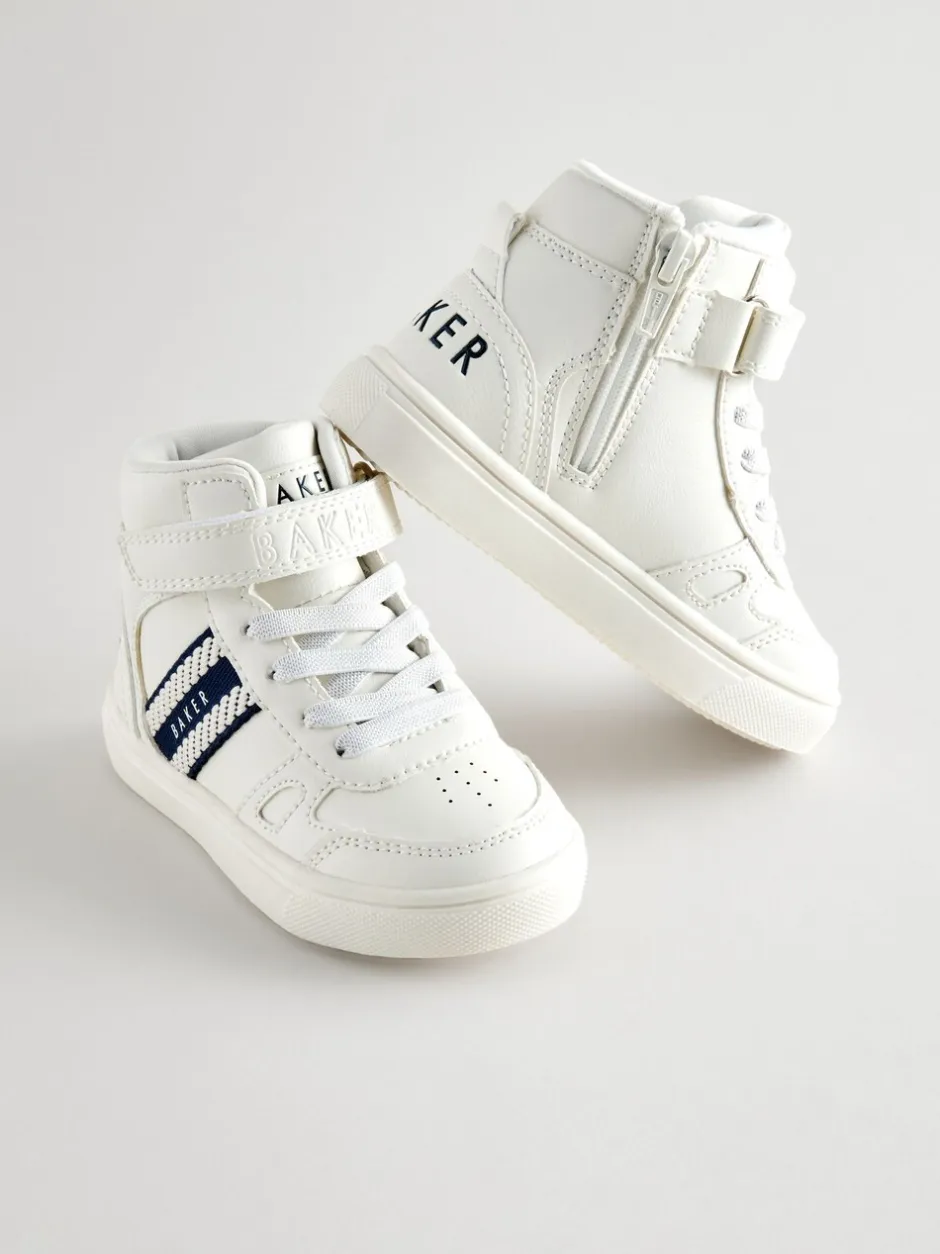 Sneakers|Baker by Ted Baker witte hoge jongenssneakers met geweven merkband