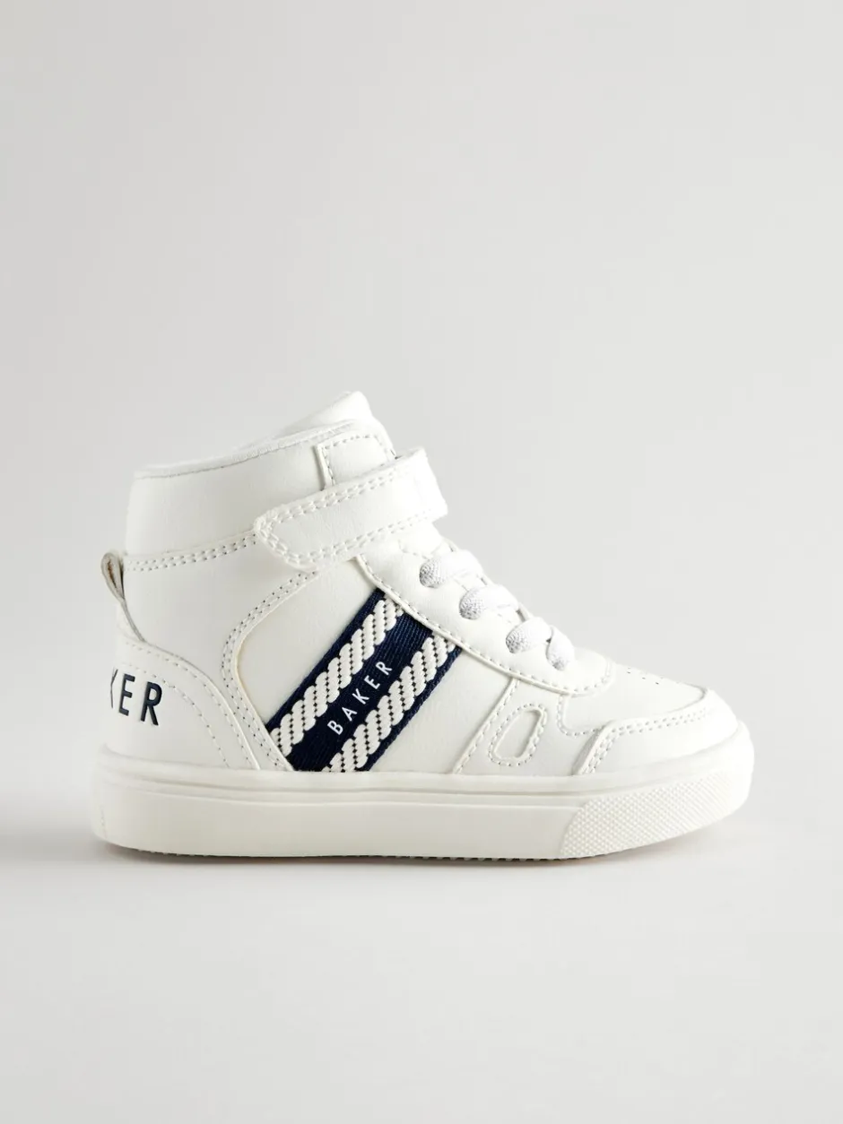 Sneakers|Baker by Ted Baker witte hoge jongenssneakers met geweven merkband