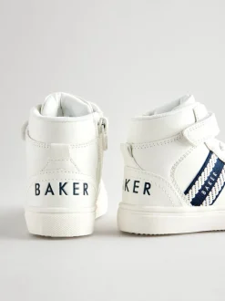 Sneakers|Baker by Ted Baker witte hoge jongenssneakers met geweven merkband