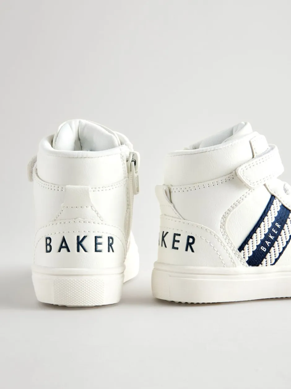Sneakers|Baker by Ted Baker witte hoge jongenssneakers met geweven merkband