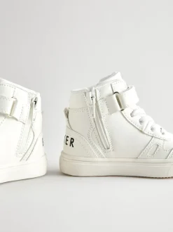 Sneakers|Baker by Ted Baker witte hoge jongenssneakers met geweven merkband