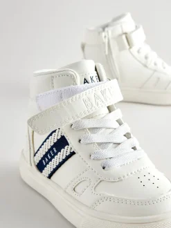 Sneakers|Baker by Ted Baker witte hoge jongenssneakers met geweven merkband