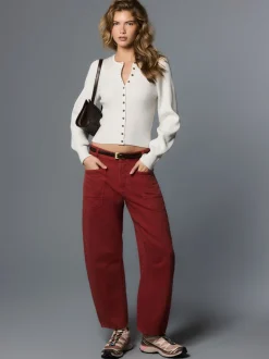 Jeans|Next - Double Pocket Barrel Jeans Baksteenrood