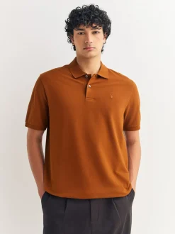 Poloshirts*Next Barnsteenoranje - Normale Pasvorm - Piqué poloshirt met korte mouwen