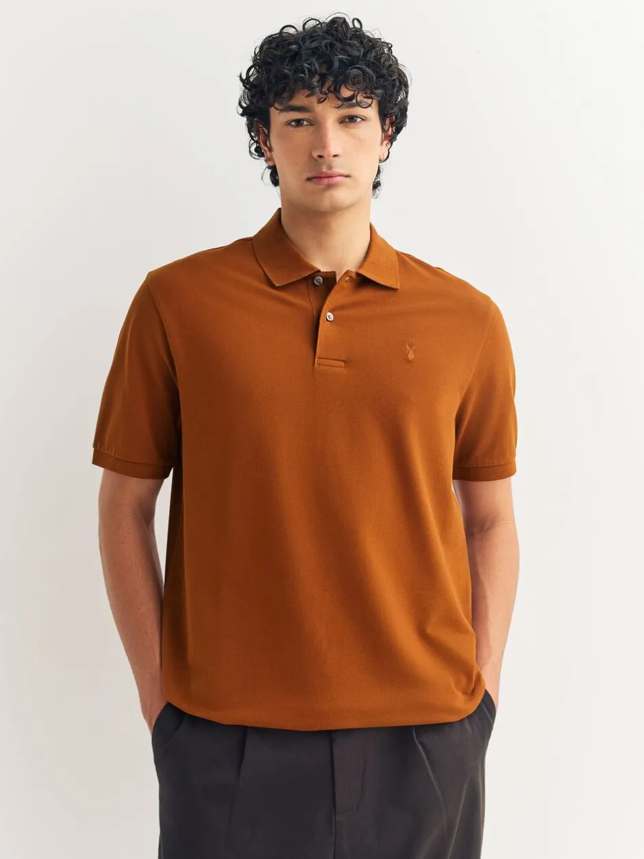 Poloshirts*Next Barnsteenoranje - Normale Pasvorm - Piqué poloshirt met korte mouwen