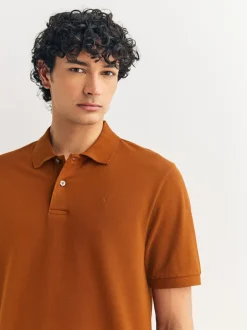 Poloshirts*Next Barnsteenoranje - Normale Pasvorm - Piqué poloshirt met korte mouwen