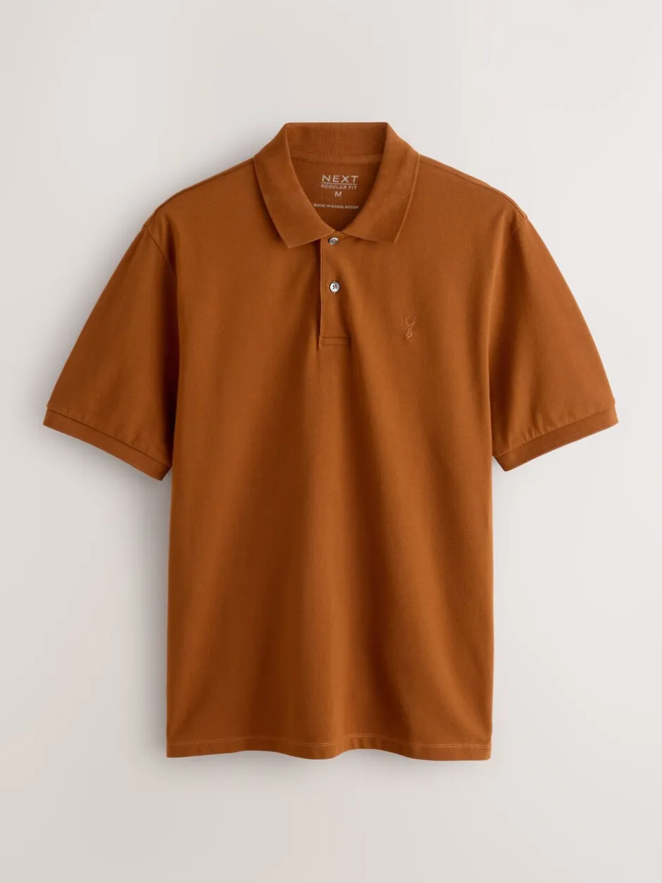 Poloshirts*Next Barnsteenoranje - Normale Pasvorm - Piqué poloshirt met korte mouwen