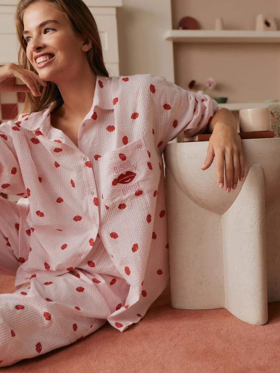 Pyjama's|Loungewear|Bath & Body Works All Over Lips Button Through Cotton Pyjamas Set