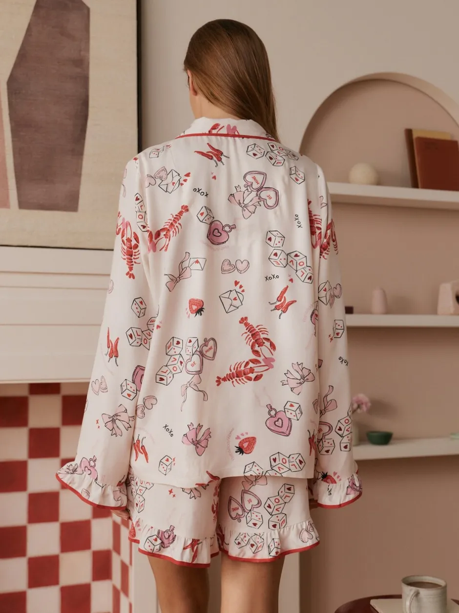 Loungewear|Alle Nacht- En Loungekleding*Bath & Body Works Be Mine Love Long Sleeve Shorts Set